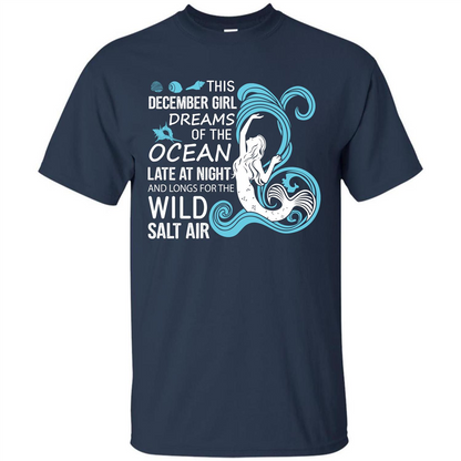 This December Girl Dreams Of The Ocean Late At Night T-shirt Navy