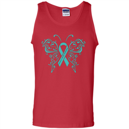 Ovarian Cancer Awareness Butterfly T-Shirt Red