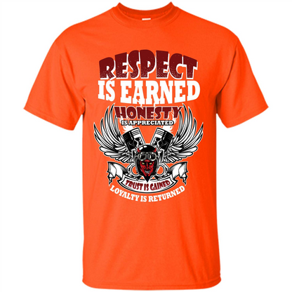 Motor T-shirt Trust Is Gained Loyalty Is Returned Orange