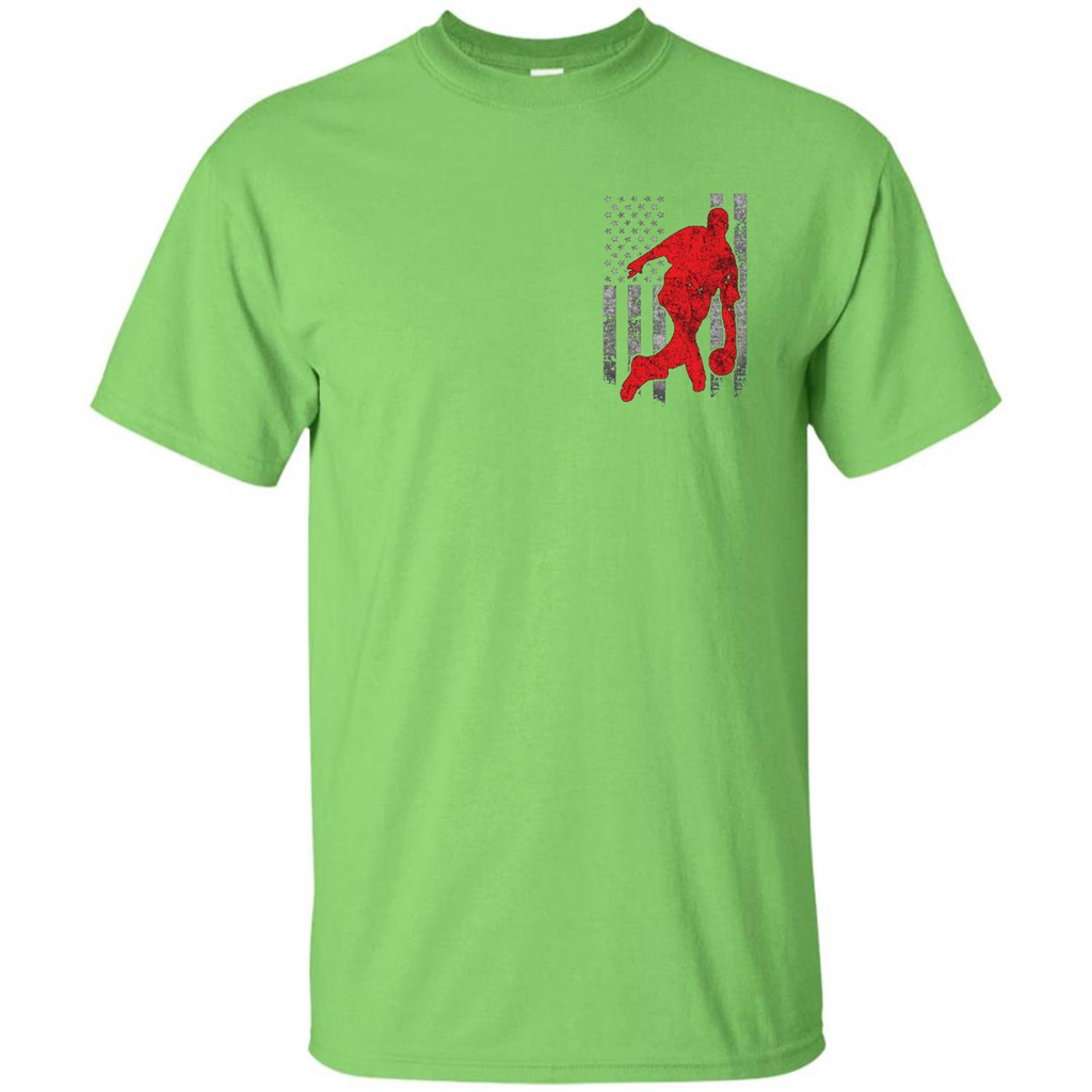 Bowling Man T-shirt - American Flag Bowling T-shirt Lime
