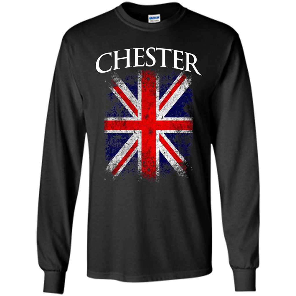 Chester England British Flag T-shirt Black