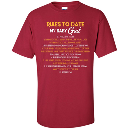 Fathers Day T-shirt Rules To Date My Baby Girl Cardinal