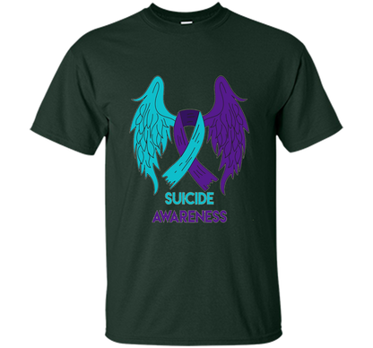 Suicide Awareness Shirt Wings and Ribbon Suicide Prevention shirt Forest Green