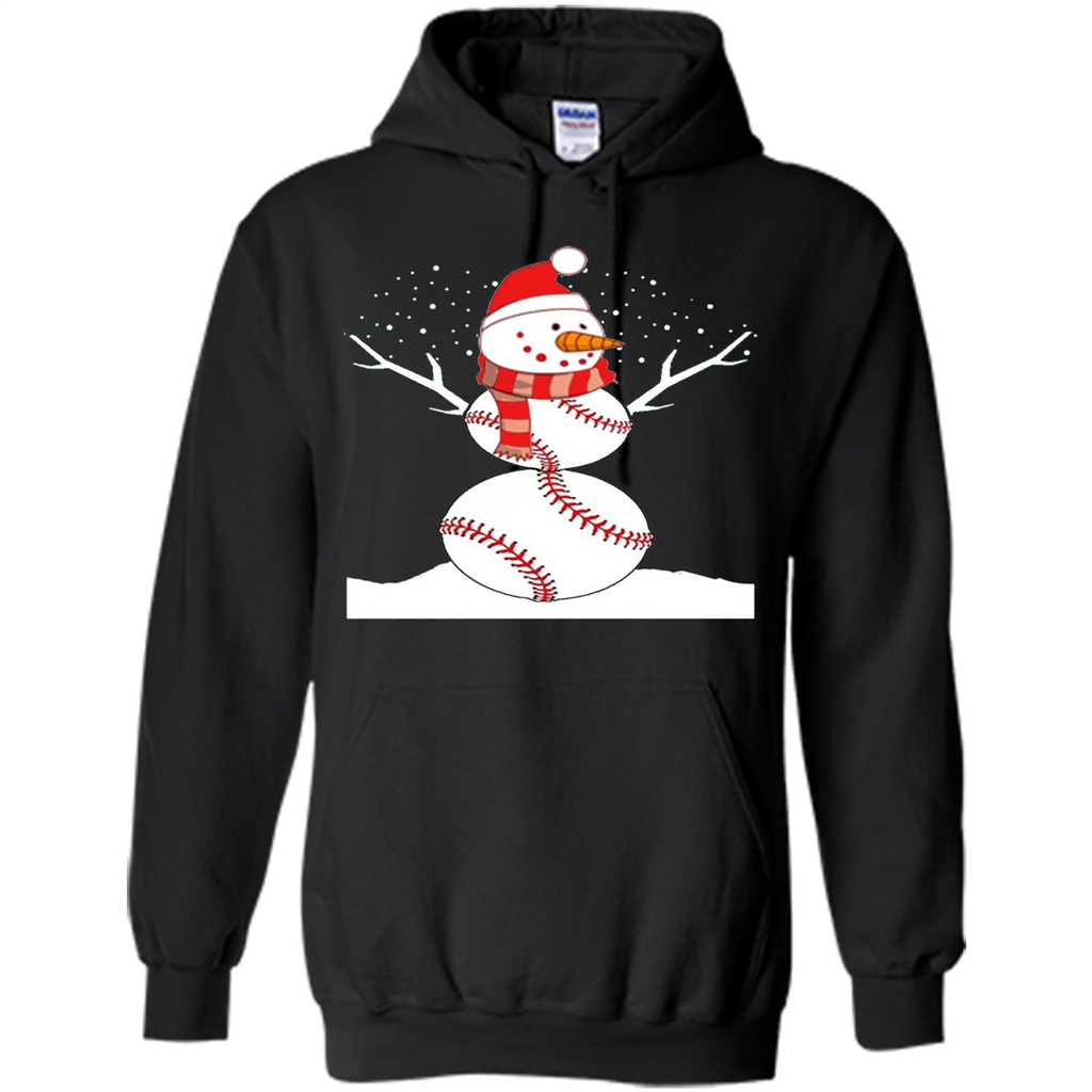 Cute Baseball Snowman Christmas T-Shirt Black