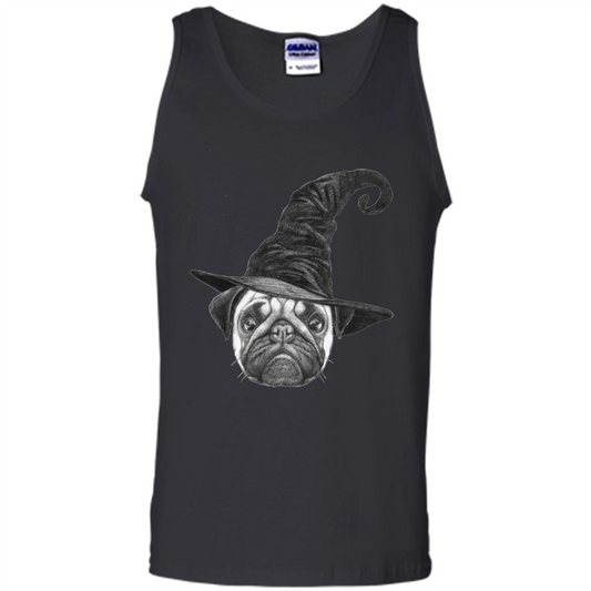 Pug Lover T-shirt Pug In Witch Hat Halloween T-Shirt Black