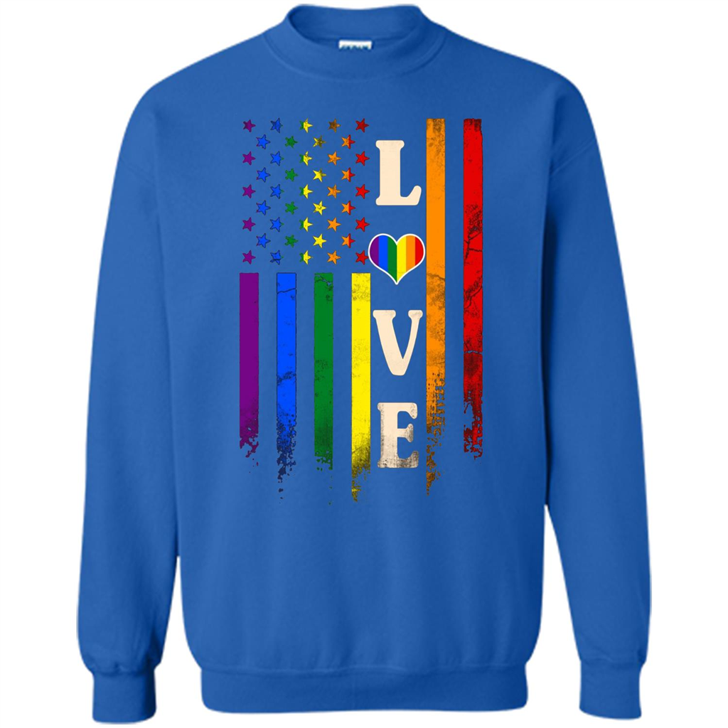 LGBTQ Pride T-shirt Love Rainbow Heart Flag Royal