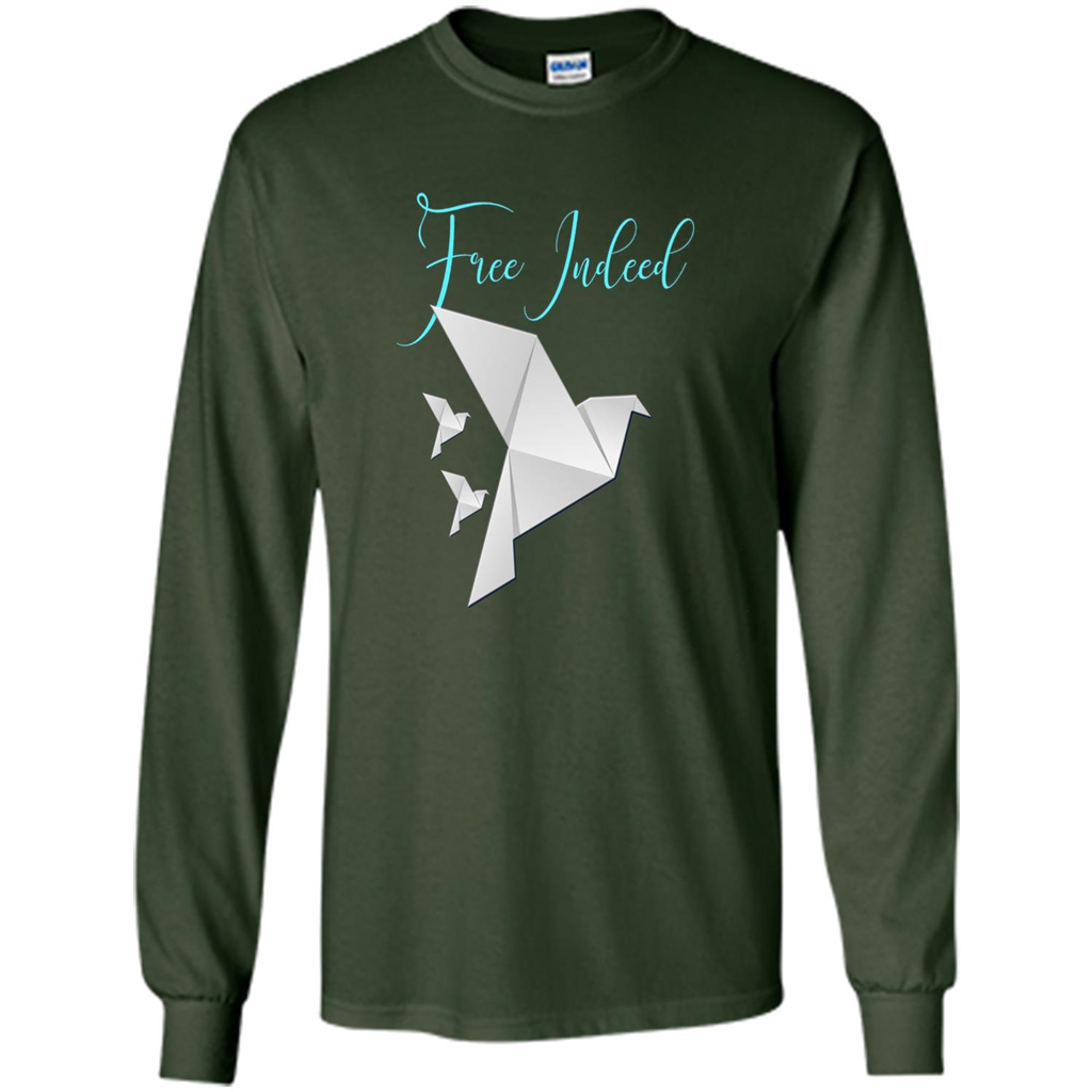Free Indeed Origami Bird T-shirt Christian T-shirt Forest Green