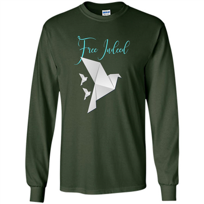 Free Indeed Origami Bird T-shirt Christian T-shirt Forest Green