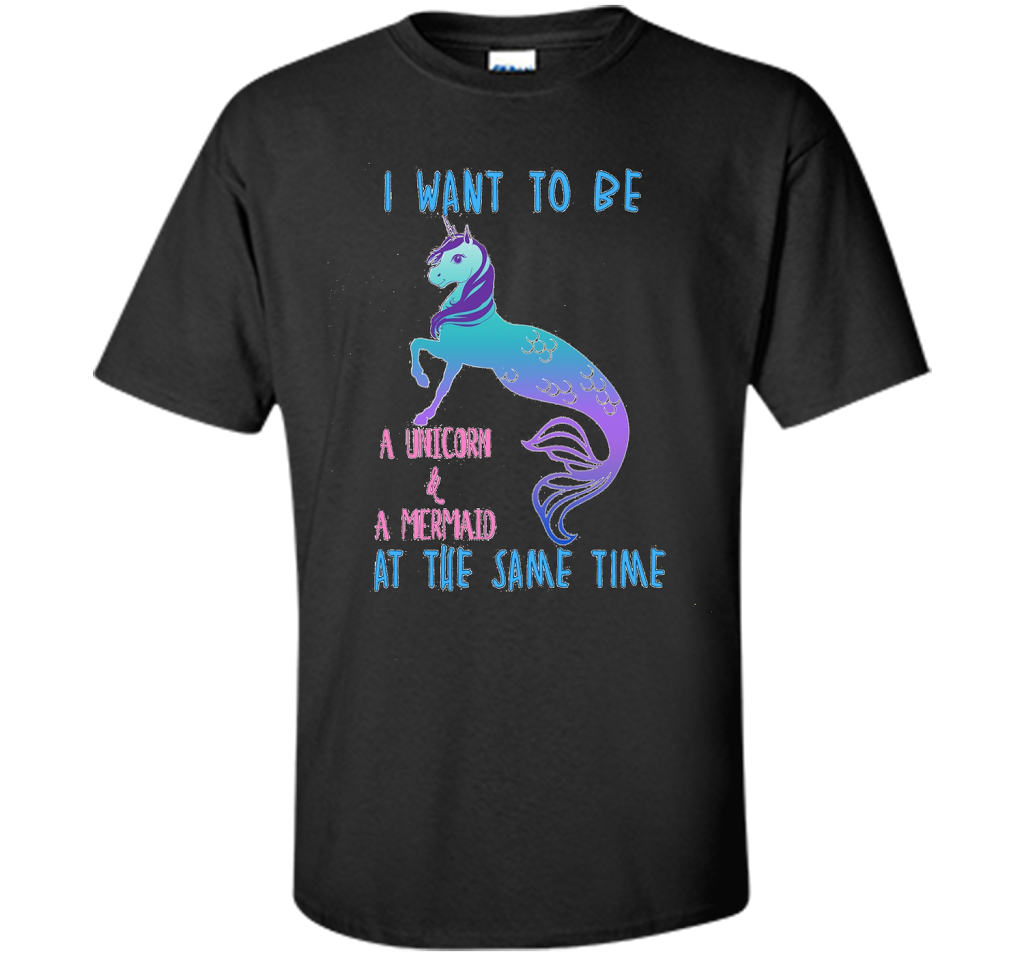 Cute Unicorn Mermaid Mermicorn T-shirt For Girls Black