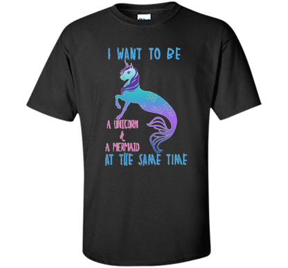 Cute Unicorn Mermaid Mermicorn T-shirt For Girls Black