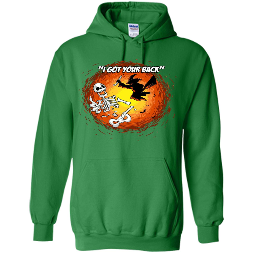 Funny Witch Skeleton Halloween 2017 I Got Your Back T-shirt Irish Green
