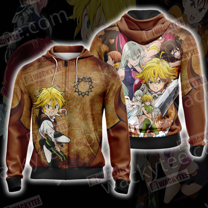 The Seven Deadly Sins Characters Zip Up Hoodie 4XL