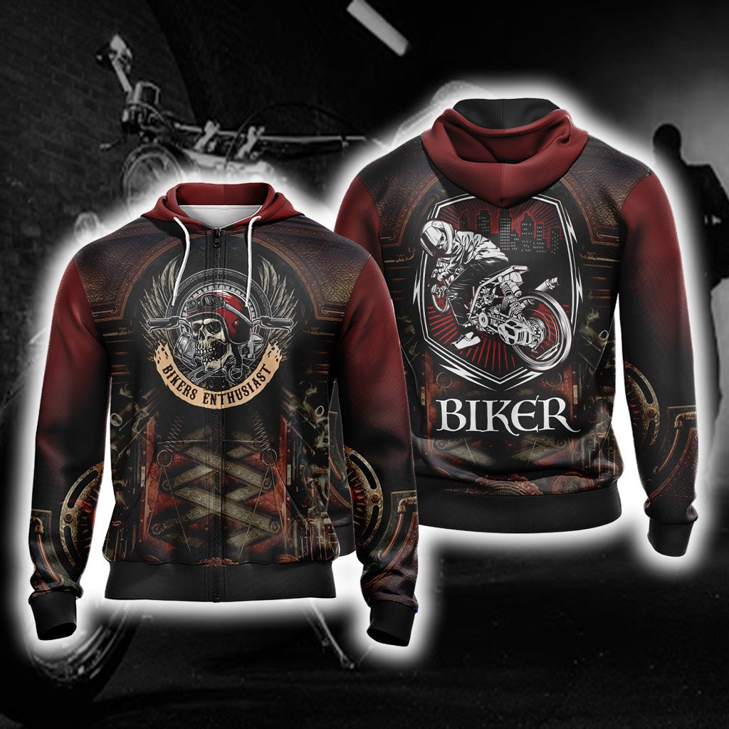 Biker Enthusiast Unisex Zip Up Hoodie 4XL