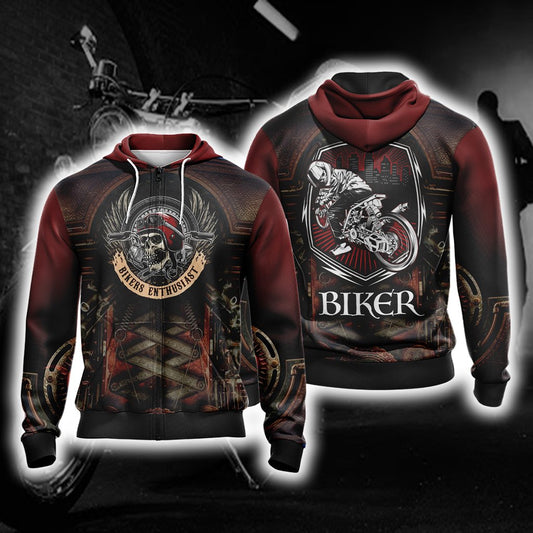Biker Enthusiast Unisex Zip Up Hoodie 4XL