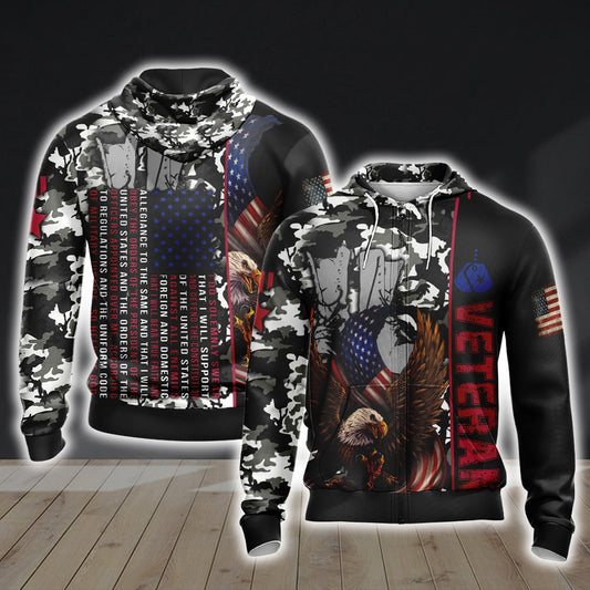 Vetera 3D Zip Up Hoodie 4XL