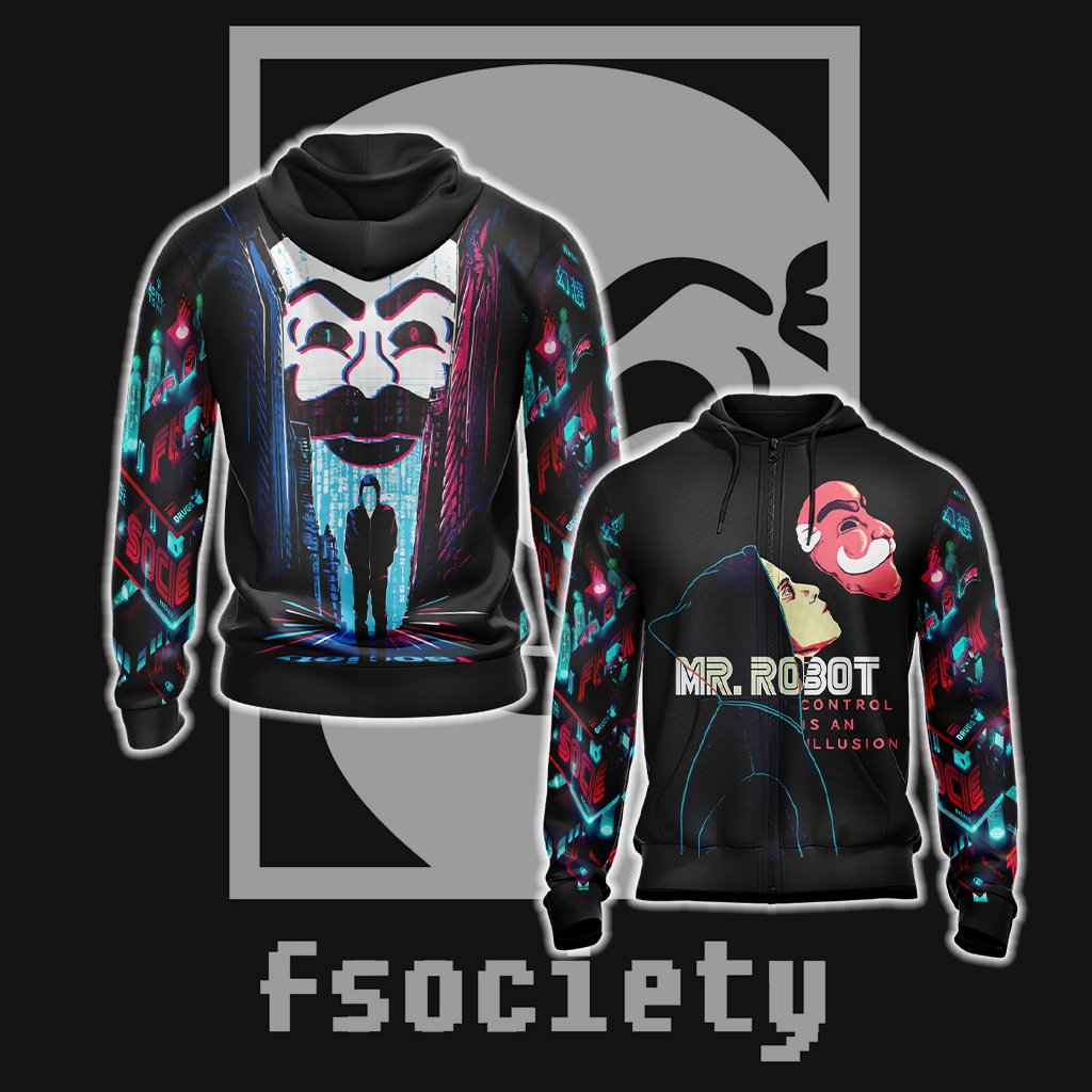 Mr Robot Unisex Zip Up Hoodie 4XL