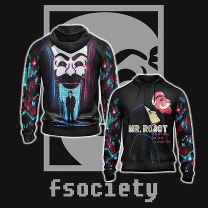 Mr Robot Unisex Zip Up Hoodie 4XL