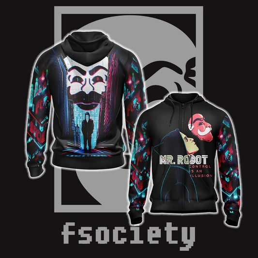 Mr Robot Unisex Zip Up Hoodie 4XL