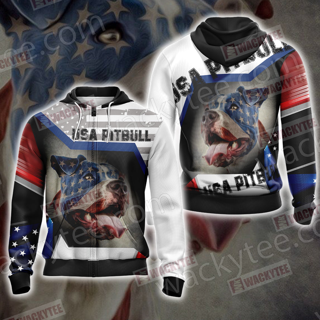 USA Pitbull Unisex Zip Up Hoodie Jacket