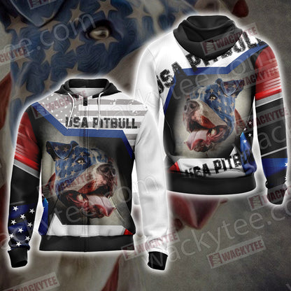 USA Pitbull Unisex Zip Up Hoodie Jacket