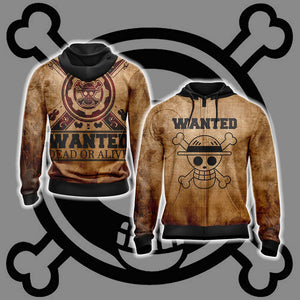 One Piece - Wanted Dead or Alive Unisex Zip Up Hoodie