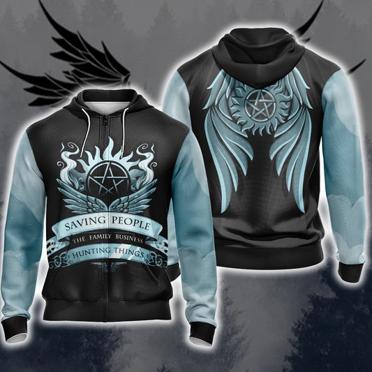 Supernatural Unisex 3D Zip Up Hoodie 4XL