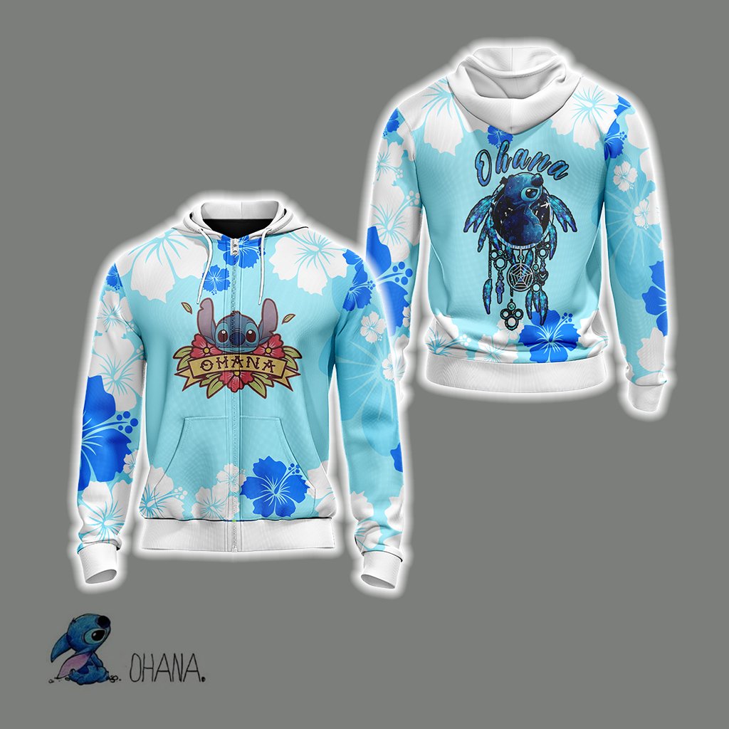 Ohana Stitch Unisex Zip Up Hoodie 4XL