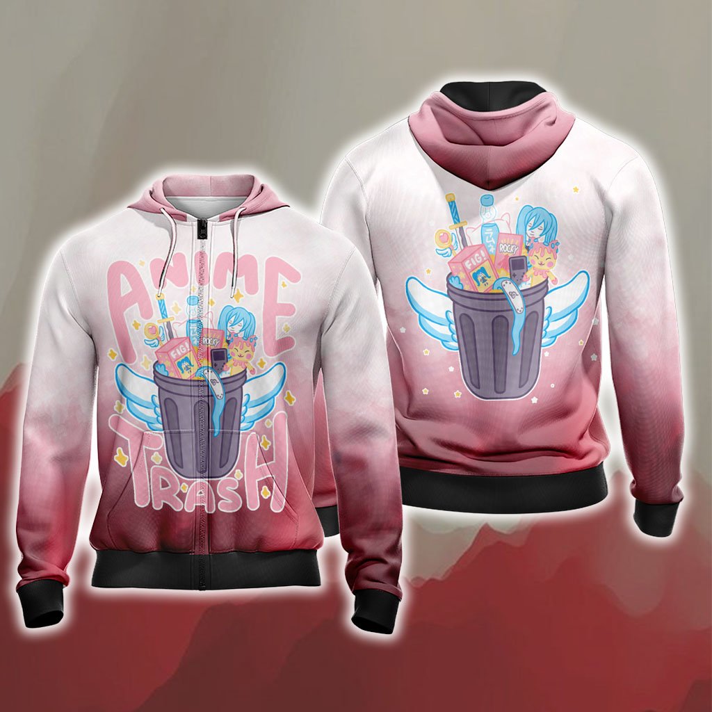 Kawaii Japanese Anime Trash Unisex Zip Up Hoodie 4XL