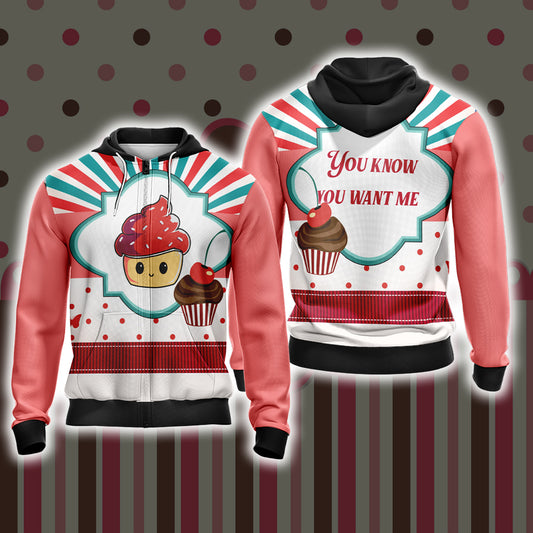 You Know You Want Me Ice Cream Cat Unisex Zip Up Hoodie 4XL