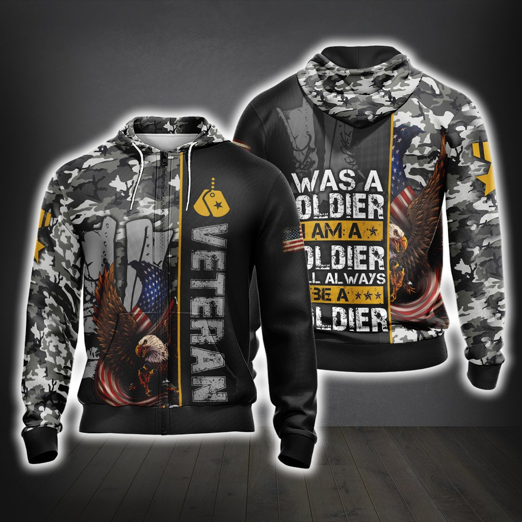 I Was A Soldier I Am A Soldier I Will Always Be A Soldier - Veteran Unisex Zip Up Hoodie 4XL