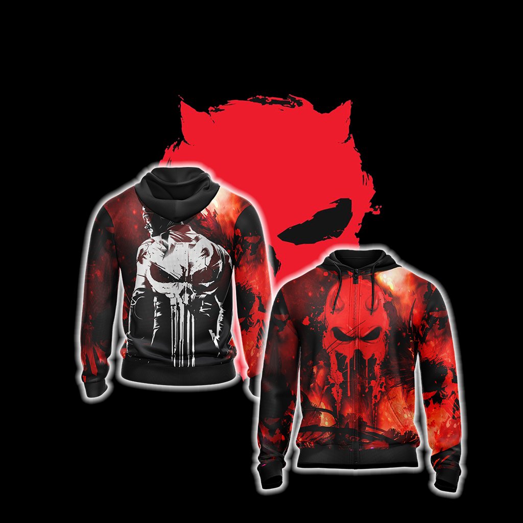 The Punisher Daredevil New Unisex Zip Up Hoodie