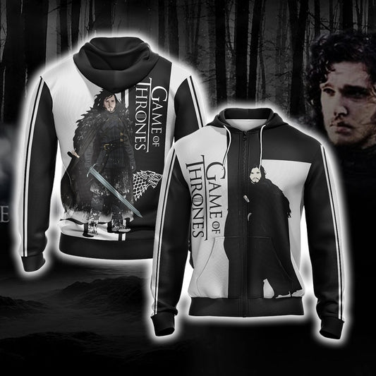 Game Of Thrones - Jon Snow Character Unisex Zip Up Hoodie 4XL