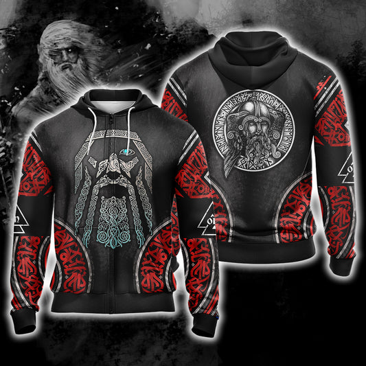 Odin Unisex Zip Up Hoodie 4XL