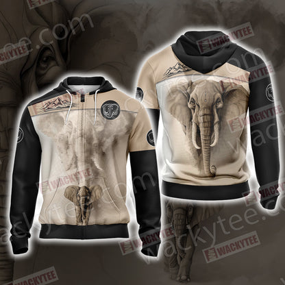 I Love Elephant Zip Up Hoodie 4XL