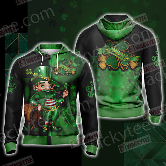 Happy Saint Patrick's Day New Style Unisex Zip Up Hoodie Jacket 4XL