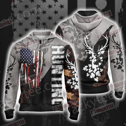 Hunting New Look Unisex Zip Up Hoodie Jacket 4XL