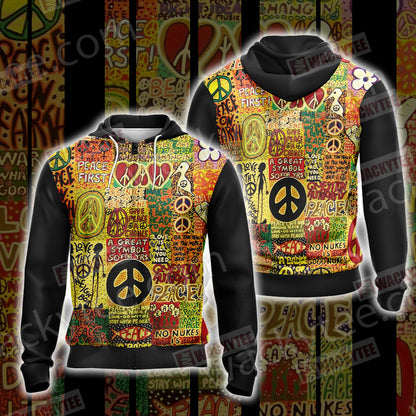 Hippie Love Is All You Need Unisex Zip Up Hoodie Jacket