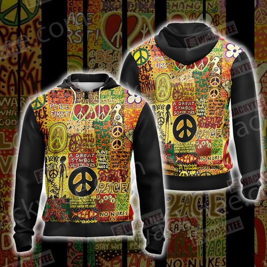 Hippie Love Is All You Need Unisex Zip Up Hoodie Jacket