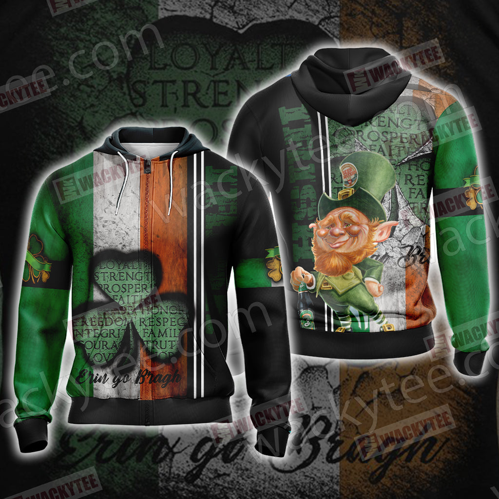 Irish Erin Go Bragh Saint Patricks Day Unisex Zip Up Hoodie 4XL