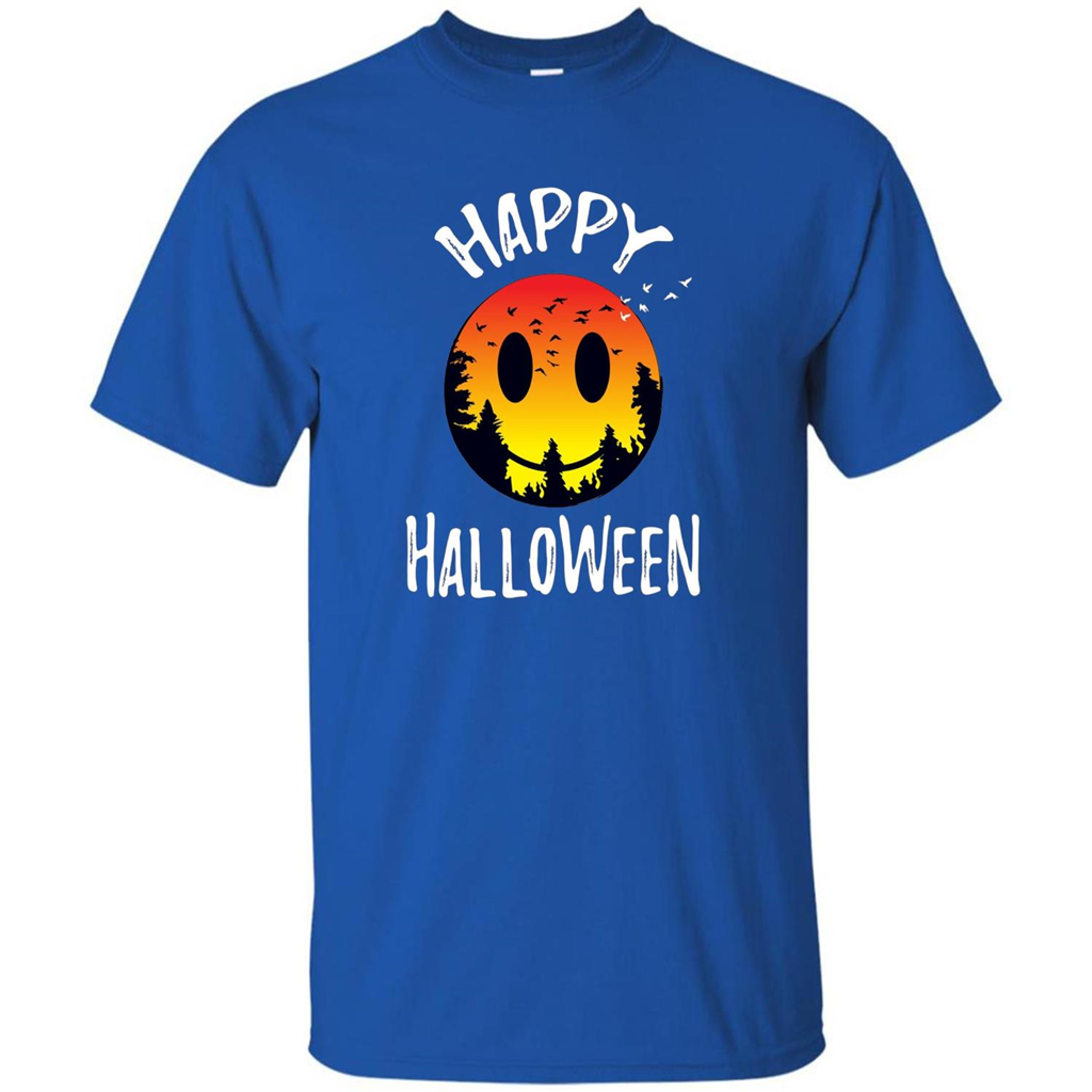 Cute Halloween T-shirt Spooky Camp Happy Face Emoji T-shirt Royal