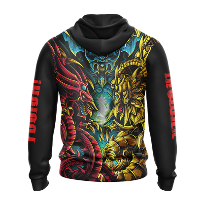 Yu-Gi-Oh! Yellow Dragon Winged, Red Dragon Archfiend, Blue-eyes Dragon Unisex Zip Up Hoodie