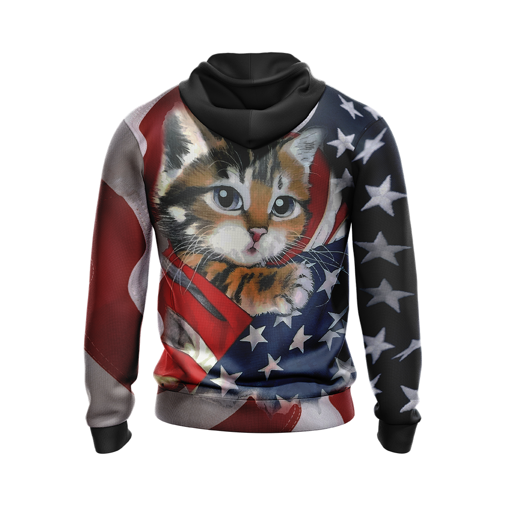 Patriotic Kitten Unisex Zip Up Hoodie