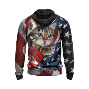 Patriotic Kitten Unisex Zip Up Hoodie