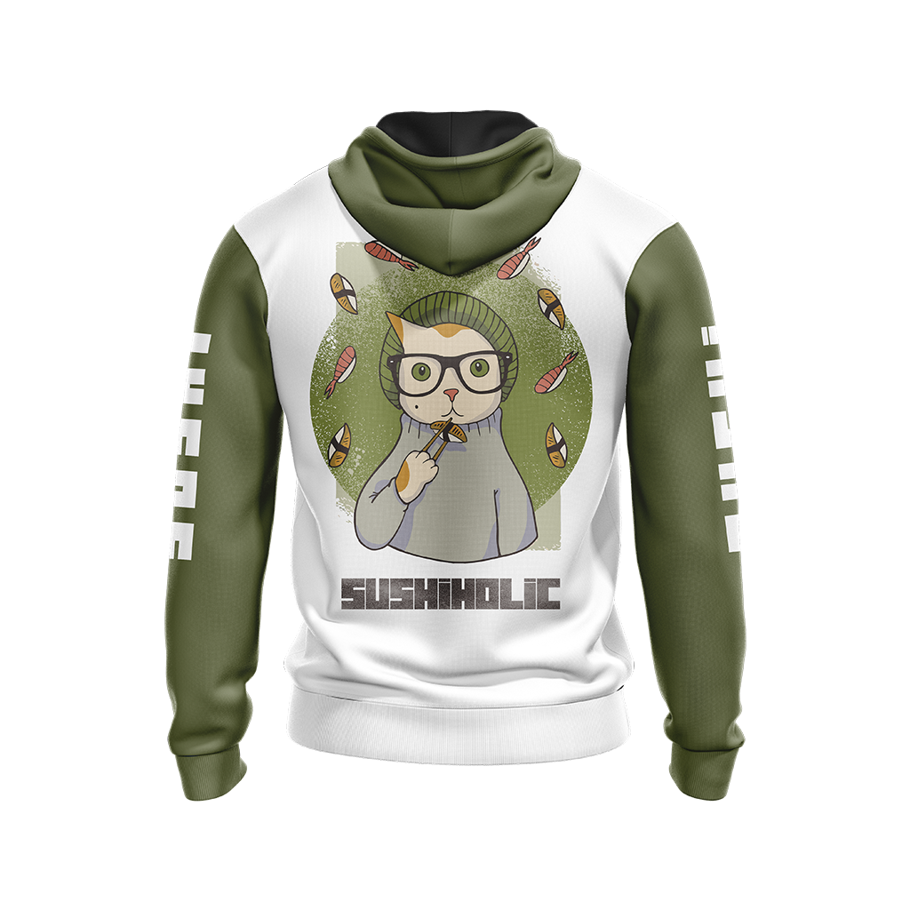 Hipster Cat Sushi Unisex Zip Up Hoodie