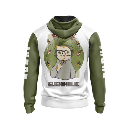 Hipster Cat Sushi Unisex Zip Up Hoodie