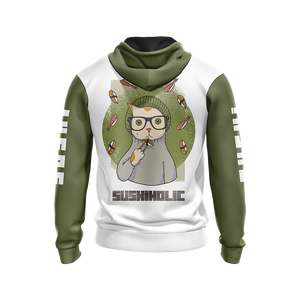 Hipster Cat Sushi Unisex Zip Up Hoodie