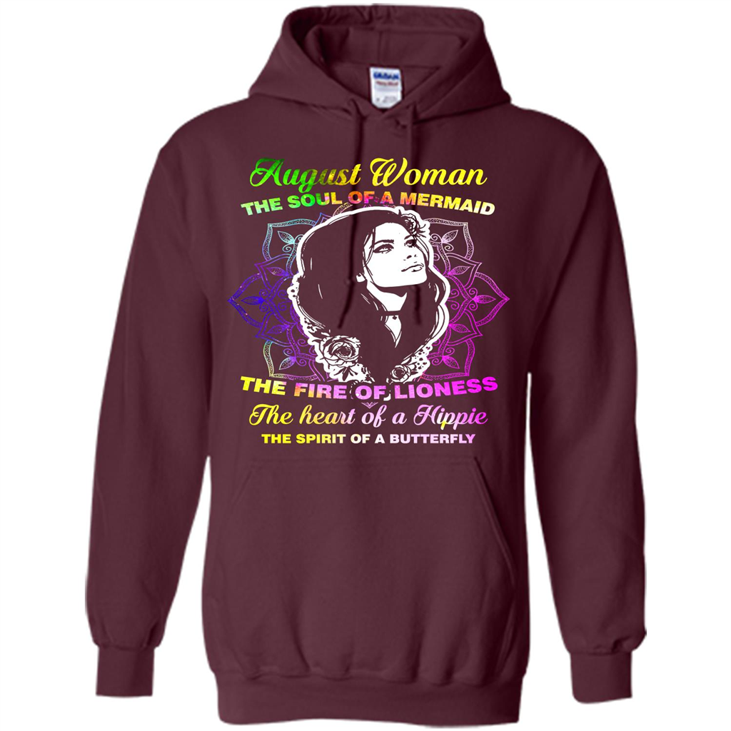 August Woman T-shirt The Heart Of A Hippie Maroon