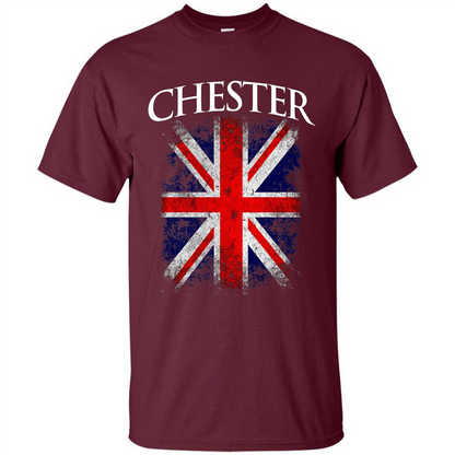 Chester England British Flag T-shirt Maroon