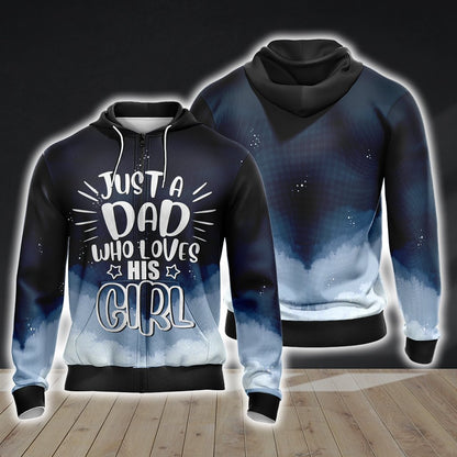 Just A Dad Who Loves His Girl Unisex 3D Zip Up Hoodie 4XL