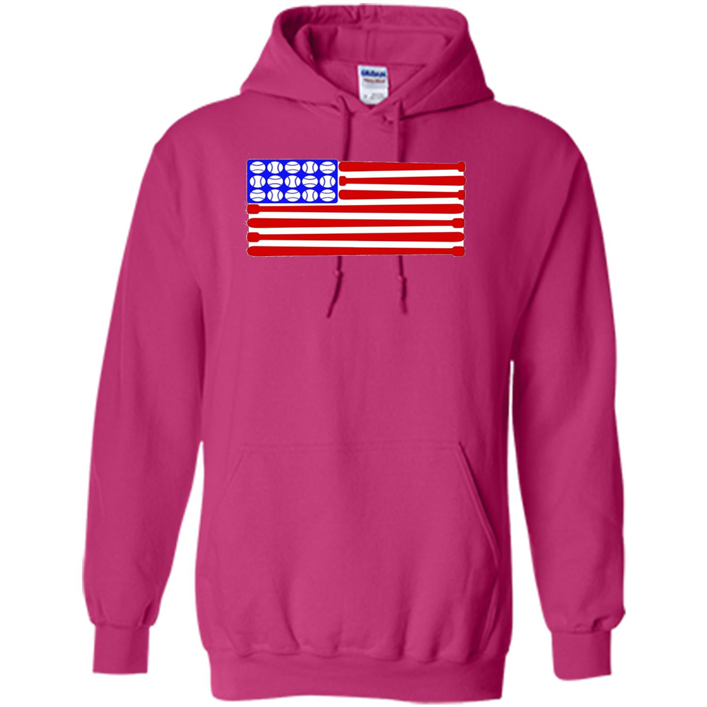 Baseball American Flag T-Shirt Heliconia